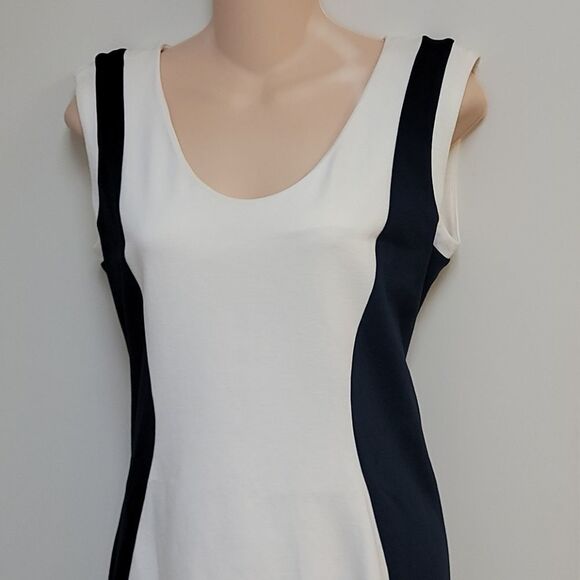 MNG Cream & Navy Colorblock Sleeveless Suit Dress - Picture 4 of 11